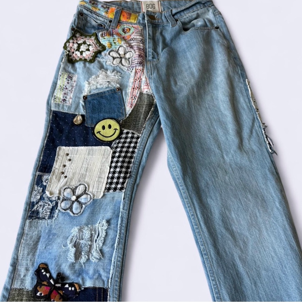 BDG Patchwork Light Blue Denim Jeans. Size 25.